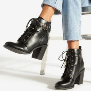 Women's Black Lace-Up Ankle Boots